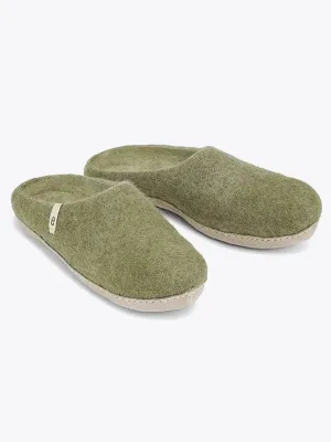 Wool Slippers - Moss Green