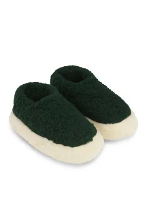 Wool Slippers Siberian -  Dark Green